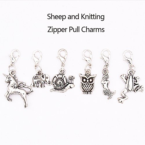 Ascrafter Cute Animal Zipper Pull Charms For Purses Bags Jackets, Extended Zipper Pull Replacement, Knitting Stitch Crochet Markers,6 Pack #TOP2