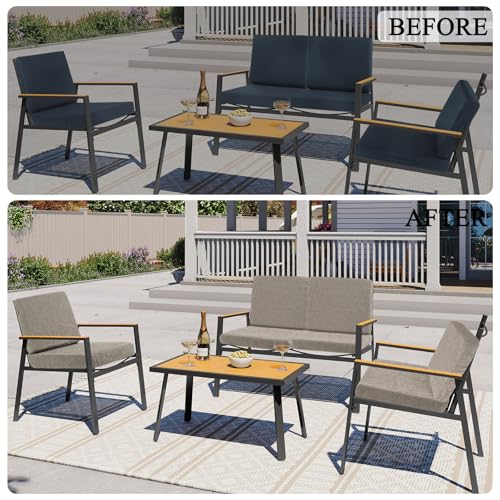 HEBE Stretch Patio Cushion Covers Set 8pcs,Waterproof Outdoor Couch Covers Replacement,Washable Reusable Seat Cushion Slipcovers for Patio Furniture Protector,Chair Cushion Cover