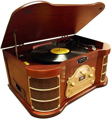 Pyle Home PTCDS2UI AM/FM Radio/CD/Cassette/USB Classic Turntable with iPod Dock