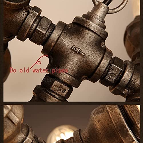 Lámpara steampunk de hierro marrón con cadena ajustable 4