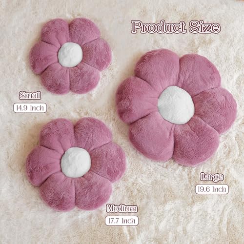 Image of Kcvvcr Dusty Blue Flower Pillow, 17.7 inch Flower Shaped Plush Decorative Throw Pillow for Bed