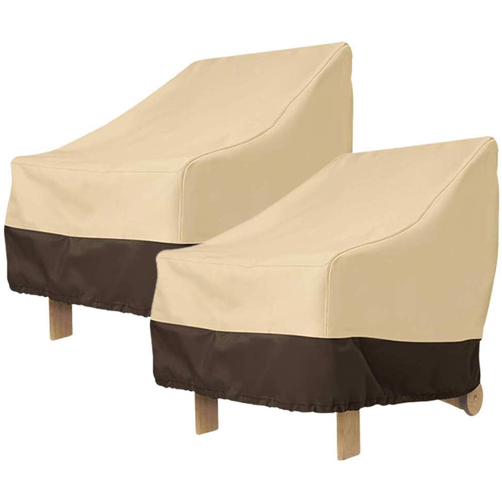 Cobeky 2 Pack Patio Adirondack Chair Cover 31X33X36 Inch Heavy Duty Outdoor Patio Chair Cover 420D, Waterproof Outdoor Lawn Patio Furniture Covers, Beige