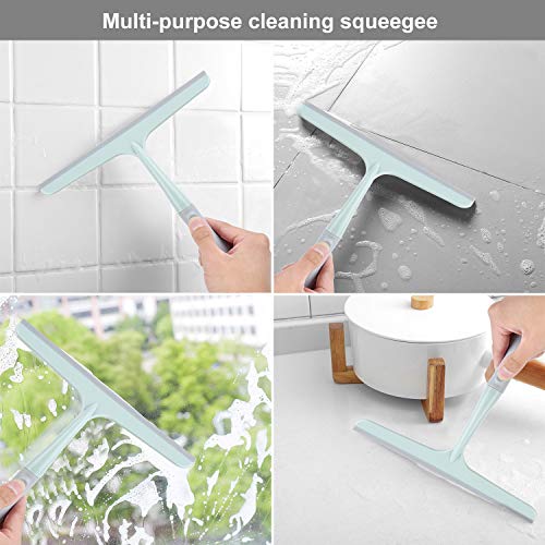 3-Pack of Rubber Mini Squeegees with Plastic Handle - for Shower, Window and Car Glass - Green, Beige, Pink - Thumbnail 6