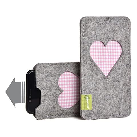 Funda Almwild para iPhone 11 Pro de fieltro gris claro modelo Gschbusi con corazón Cover