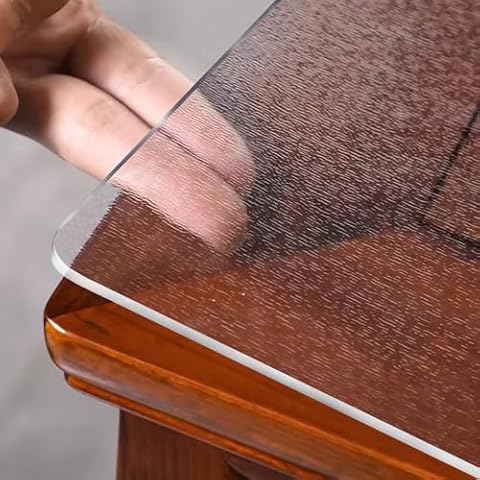 OstepDecor Frosted Table Protector, 2mm Thick 18 x 60 Inch PVC Table Cover Protector, Plastic Desk Protector Mat, Floor Protector, Desk Pad for Writing Desk, Office, Hardwood Floor, 2mm.Frosted-18x60 Cover