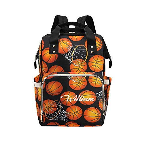 Personalized Basketball Sport Diaper Bag Backpack with Name Custom Mommy Nursing Baby Bags Nappy Bag Travel Daypack for Mom Gifts