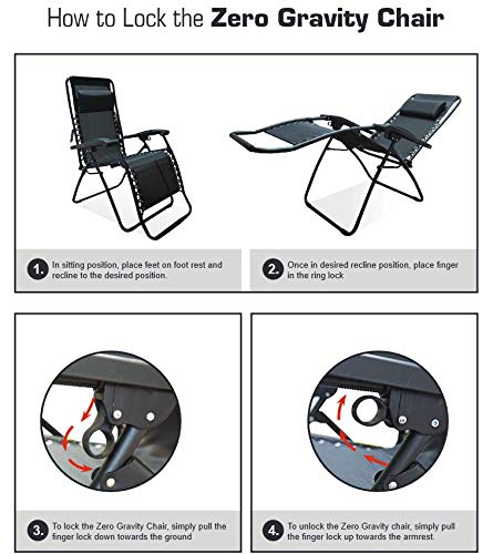 Caravan Sports Infinity Zero Gravity Chair, Black - Thumbnail 3