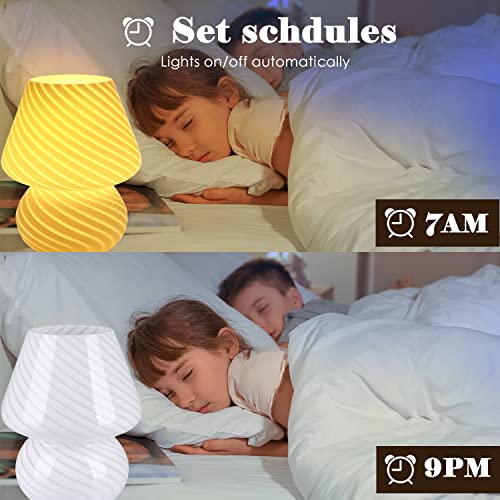 Smart-Mushroom-Lamp,Glass Table Bedside Lamps Translucent Murano Vintage Style Desk Light Work With Alexa Or Google Home,Led Rgbcw & Music Sync Color Changing #TOP4