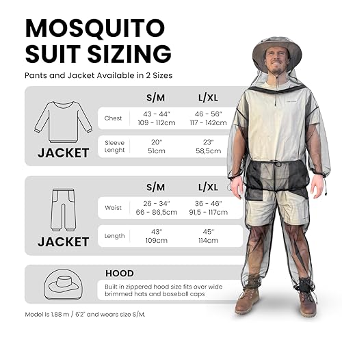 Universal Backpackers Tuta Zanzariera Anti-Insetti - Giacca & Pantaloni In Rete - Abbigliamento Resistente Per Esterni - 3