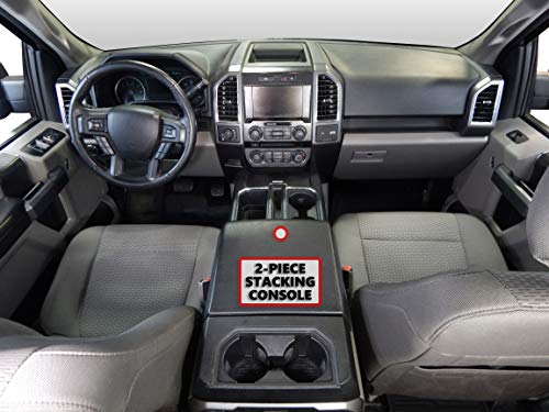 Red Hound Auto Center Console Organizer 2Pc Stackable Set Organizational System Inserts Compatible With Select 2015-2019 Ford F-150 (Full Floor Console Only) Black Anti-Rattle #TOP3