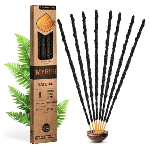 Sagrada Madre, Incienso Artesanal, Incienso De Mirra Natural, Ideal para Meditación y Mindfulness, 8 Varillas