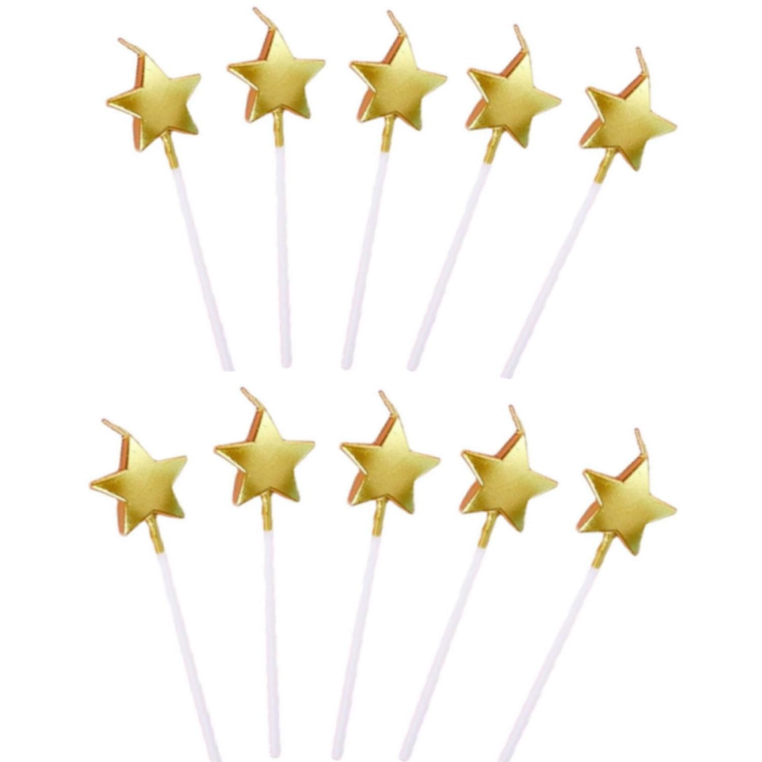 Jjiaolinin Gold Star Birthday Candles,10 Pcs Cute Cake Candle Toppers Metallic Birthday Candles Star Shaped Cake Decoration Supplies Birthday Candle For Party Wedding Birthday Supplies,