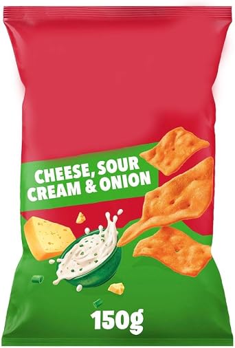 Cheese, Sour Cream & Onion Flavoured Snack Crisps, 150g