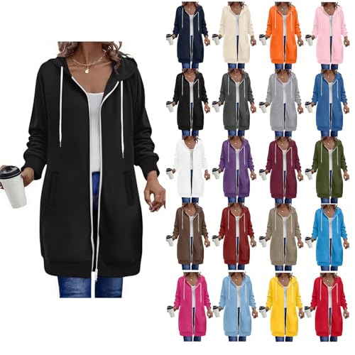 Parka Mujer Capucha con Cremallera Regular Sudadera con capucha para mujer, abrigo de invierno de gran tamaño manga larga, bolsillos delanteros chaqueta deporte Chaquetas de Entretiempo Streetwear