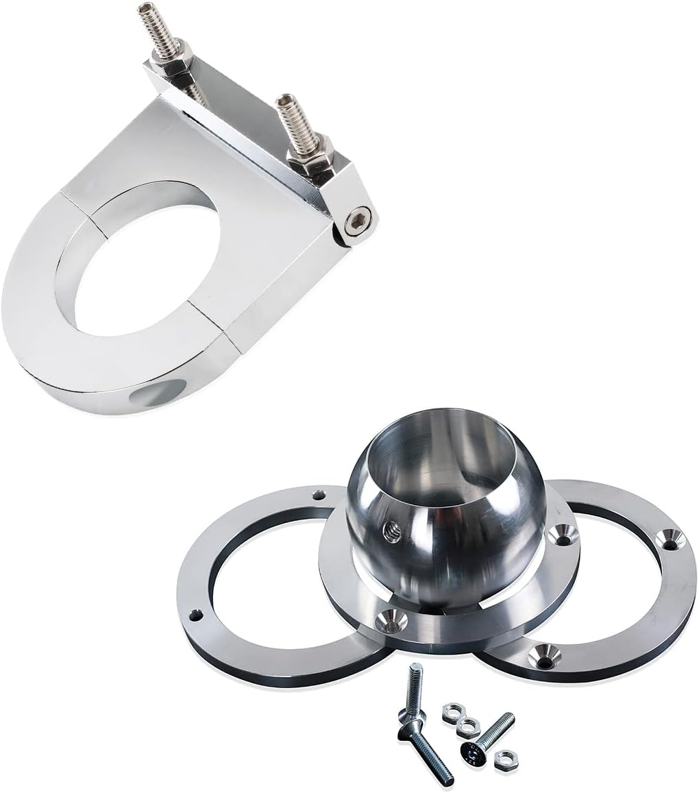 2" Swivel Base Floor Mount & 2-1/2" Chrome Steering Column Drop Combo Compatible with SBC BBC 350 454.for Vehicles with 2" Diameter Steering Columns