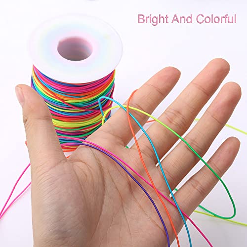 2 Roll 1mm 100 Meters Rainbow Elastic Cord, Colorful Elastic Bracelet String - Image 3