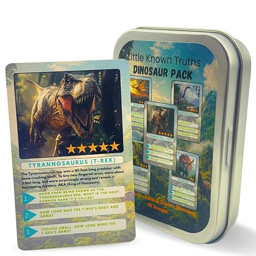 Little Known Truths Dinosaur Trivia Flash Cards for Kids Ages 3+, Educational Dinosaur Learning Game, STEM Flash Cards in Metal Tin, Screen-Free Travel Toy