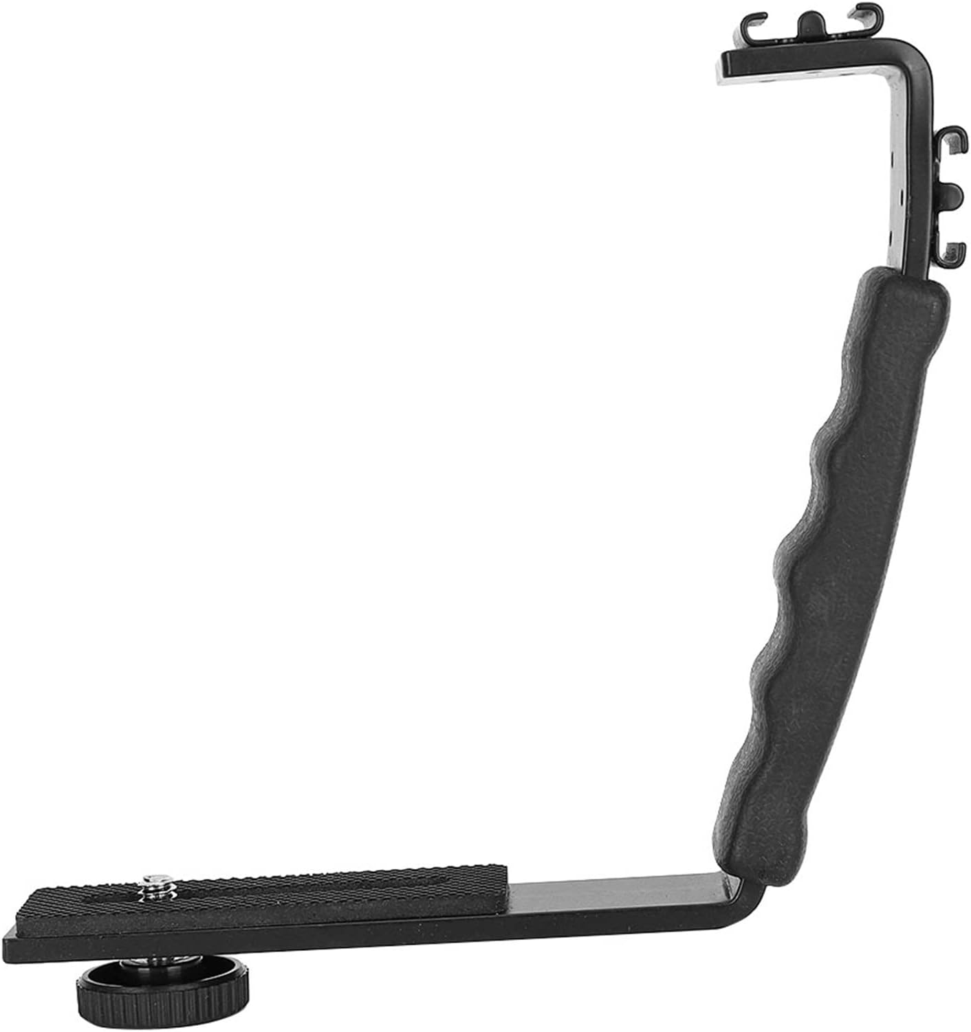 Camera Flash Mount, Dual Hot Shoes Holder Mount Adapter, 1/4" Thread Camera Flash L Bracket for DV Microphone LED Light, Accessories