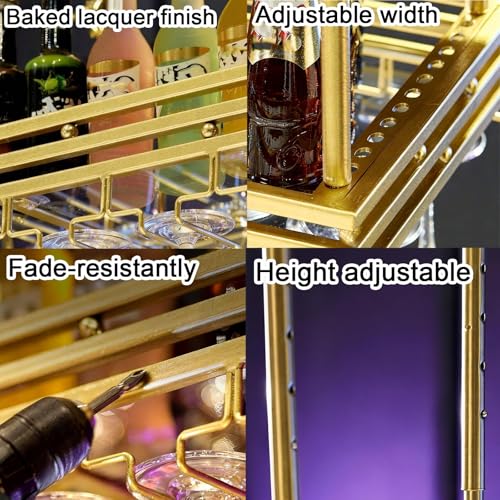 Soporte para Botellas de Vino Ajustable con Estante Acrílico Oro miniatura 4