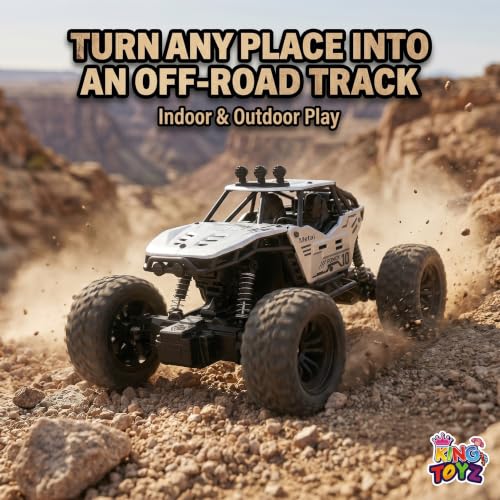 Image of Rock Crawler RC Car, 4 Functions, Rechargeable Remote Control Climbing Car with Fog Effect for Kids-Silver