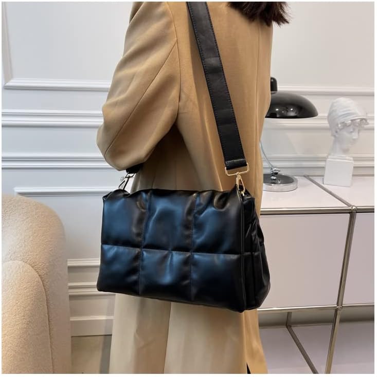 Miniatura 2 de Bolso cruzado acolchado de moda para mujer, correa de cadena ajustable, bolsa de hombro acolchada con cassette, bolsa de hombro hinchada