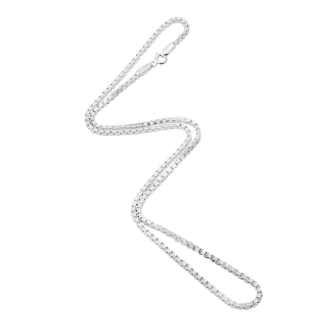 MJ 925 Silver and Box Chain for Unisex- Adult & Child (Silver