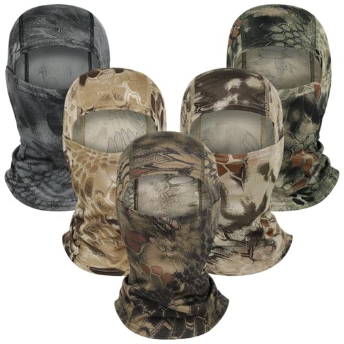 5PCS Camo Balaclava Ski Face_Mask Full Face_Mask Windproof UV Protection Cover for Men Women Outdoor