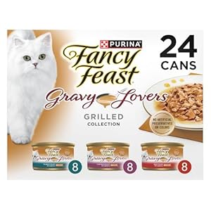 Purina Fancy Feast Gravy Lovers Poultry and Beef Grilled Gourmet Wet Cat Food Variety Pack – (Pack of 24) 3 oz. Cans