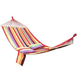 SONGMICS Amaca con Barra della Serie Bali per 2 Persone Inclusi 2 Cuscini, 210 x 150 cm, Carico Utile Fino a 300 kg GDC22W