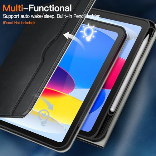 Coque pour iPad JETech 11/10e Génération Étui Folio en Cuir PU Noir