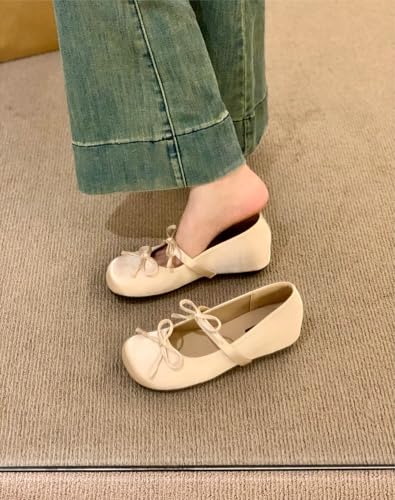 ZQW Women's Cute Mary Jane Shoes Round Toe Bow Flat Shoes Gingham Checkered Kawaii Lightweight Comfortable Retro Style3