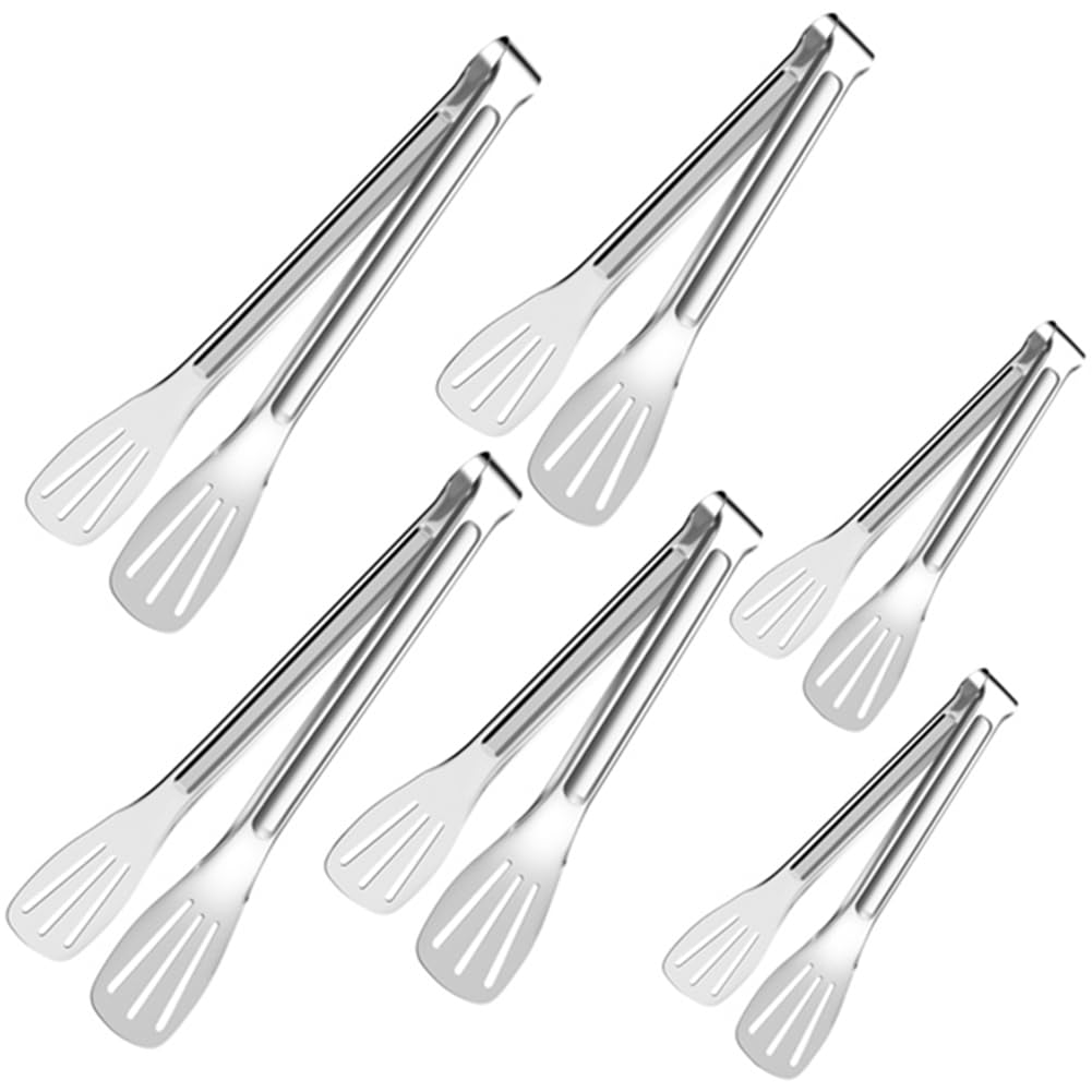 CTRLZS 6PCS Food Serving Tongs,Stainless Steel Food Buffet Tongs Frying Tongs BBQ Tongs for Food Salad Bread Cake Kitchen
