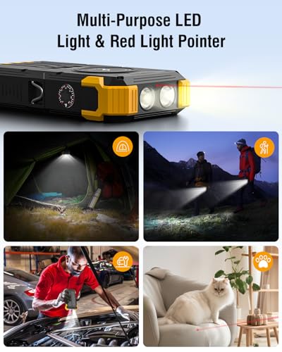 Image of Solar Charger Power Bank, 42800mAh Wireless Portable Charger with USB-C in /Output, QC3.0 Fast Charging 15W 4 Ports Outdoor Battery Pack Built-in Dual Led Flashlights for iPhone Samsung etc Red