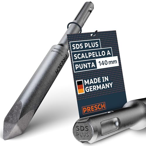 Presch SDS-plus Scalpello a punta - Punta estremamente robusta e durevole - Per tutti i lavori di foratura (lunghezza 140 mm) - Scalpello in acciaio ad alte prestazioni per colpi potenti