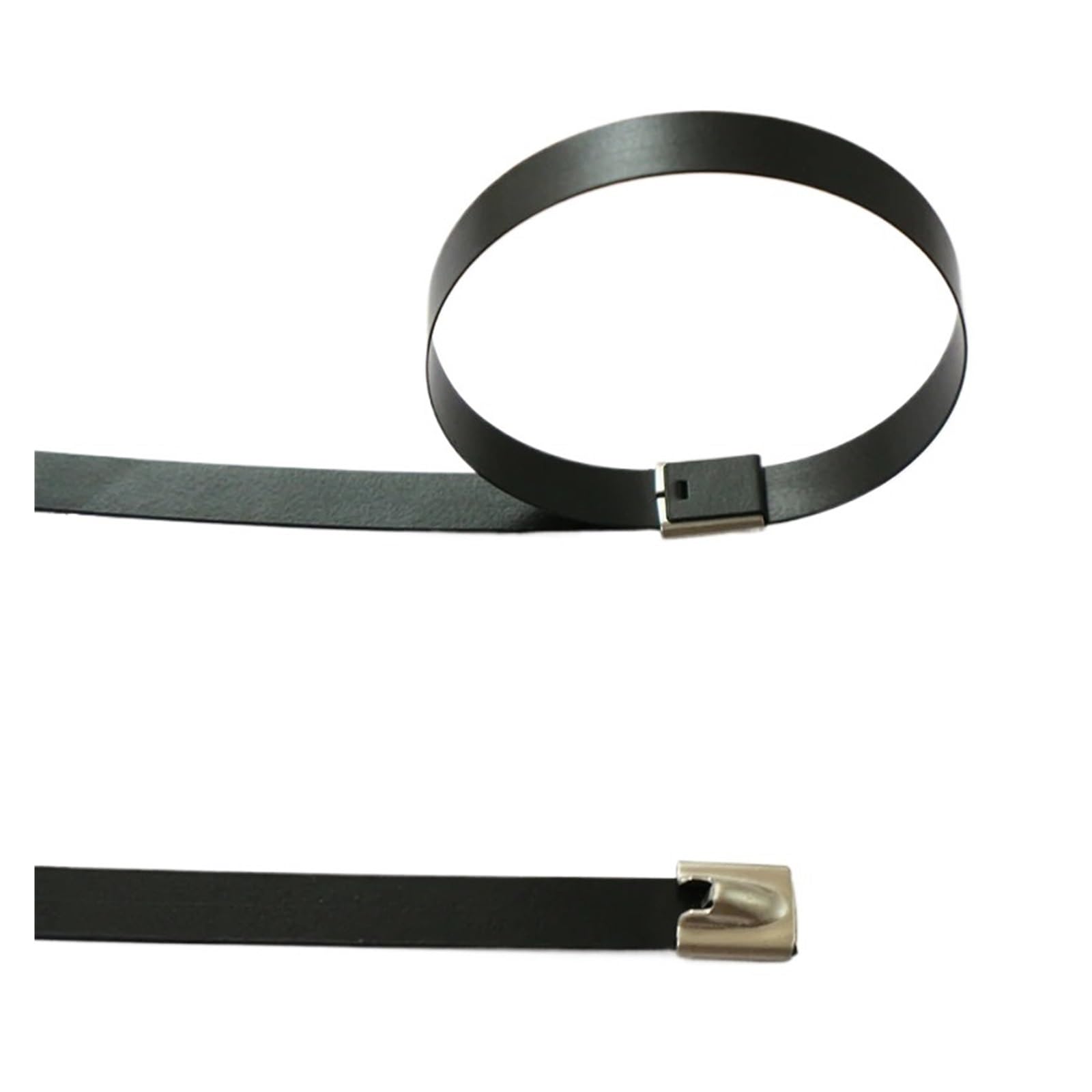 Fascette in acciaio inossidabile 25 fascette stringicavo in acciaio inox da 4,6x100/150/200/260/300/350/400 a 700 mm con chiusura a zip in metallo, rivestite multiuso(4.6X550 black 25PCS)