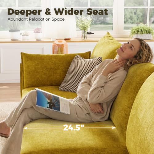 Sillón con Ottoman Plegable Amarillo miniatura 6
