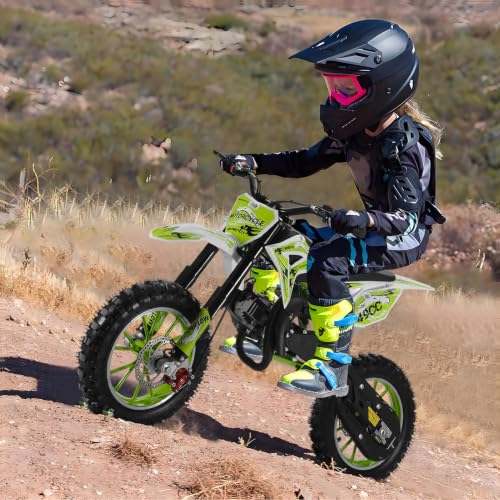 Image of 2026 New 50cc Dirt Bike for Kids 2-Stroke, Toddler Gas Powered Mini Bike with Front Rear Disc Brakes, Speeds up to 40KM /H, Gas Motorcycle for Children, Ideal Gifts for Boys Girls, Blue (Green L)