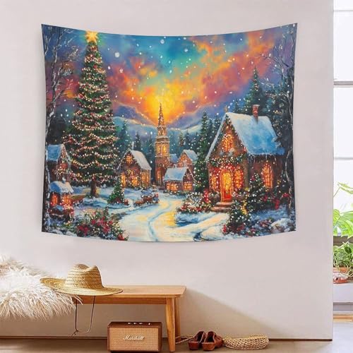 Tapisserie murale sapin de Noël grand format pour habiller le mur du salon