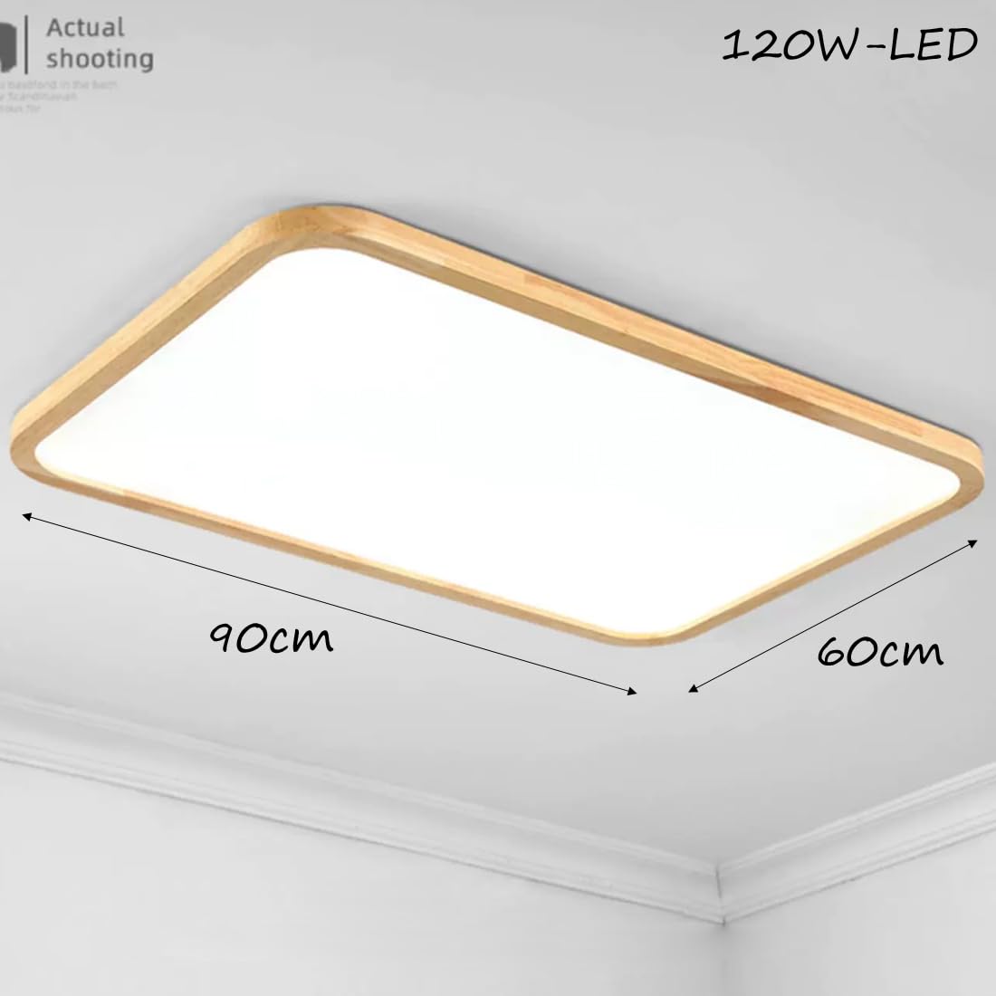 Dimmerabile plafoniera minimalista LED lampada da soggiorno in legno moderna lampadario rettangolare ultrapiatta pannello acrilico plafoniera con telecomando per camera da letto ufficio studio 90x60cm