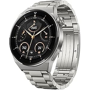 HUAWEI WATCH GT 3 Pro 46mm Smartwatch, Titangehäuse, Saphirglas, Tauch Modus, lange Akkulaufzeit, dratlosses Aufladen, Herzfequenz und SpO2 Überwachung, BluethoothAnrufe, 30 Monate Garantie, Titanband