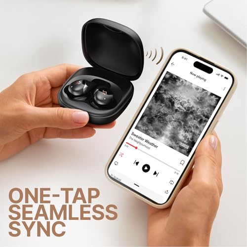 Image of CrossBeats Hertz ANC TWS Ear Buds, Wireless in‑Ear Earphones, Sleep Buds v5.4 Bluetooth 10 mm Drivers Up to 60H Playtime, with AI Noise Cancellation,40 ms Low Latency, & AI ENC Earbuds Buds (Black)