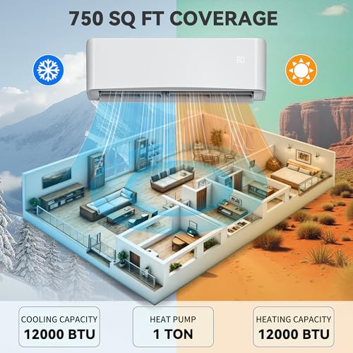YITAHOME 22 SEER2 12000 BTU Mini Split Air Conditioner Heat Pump System, WiFi Enabled 115V Inverter Ductless AC Cool Up  - Additional View