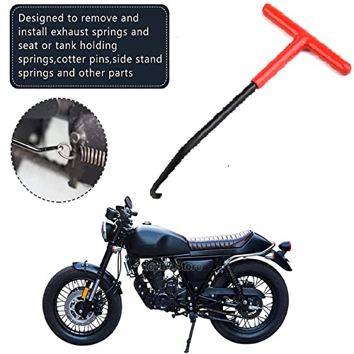 Auspuff Federhaken,Motorrad Federzieher,T Haken Federzieher, Montagehaken Federhaken Federzieher, Stahl Federhaken, Federzieher Trampolin Werkzeuge für Roller Motorrad Moped, 16 x 8 cm, 1 Stück