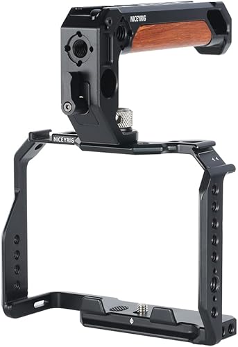 Miniatura 6 de NICEYRIG Kit de jaula para Sony A7RV A7V A7IV A7SIII (Alpha 7R VAlpha 7 VAlpha 7 IVAlpha 7S III) con mango superior de madera para cámara DSLR - 503