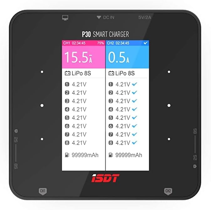 ISDT P30 1000WX2 30AX2 Power Dual Channel Snychronous Bluetooth BattGo Lipo Battery Balance Charger Discharger for 1-8S Li-ion Life NiCd NiMH LiHV PB Smart Battery - Image 4