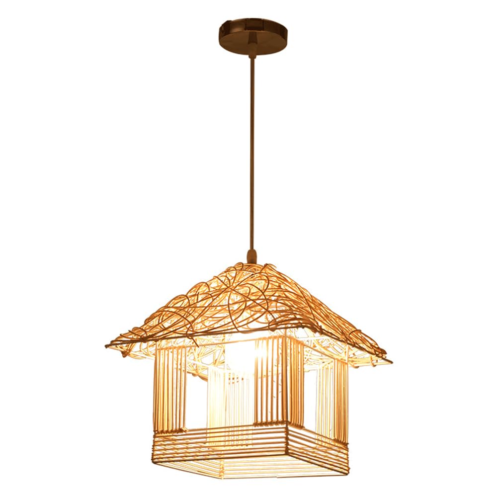 Lampe suspendue rétro en bambou naturel de qualité artisanale supérieure