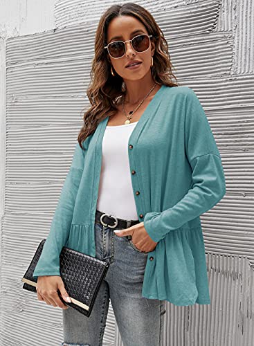 Women's Loose Casual Lightweight Long Sleeve Cardigans Button Up Sweater #TOP5