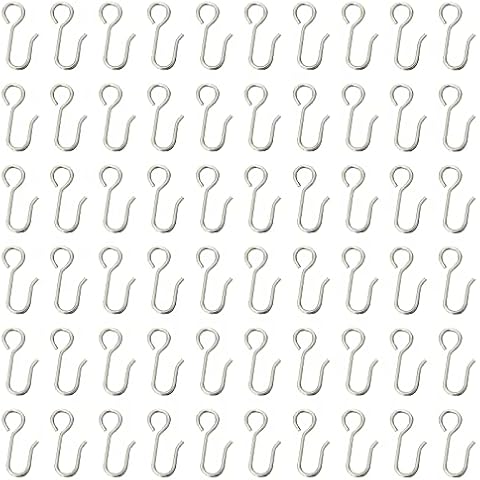 UFURMATE Curtain Track Hook, 60Pcs Stainless Steel Drape Wire Hooks S Shaped Small Curtain Hooks Curtain Rail Hooks for Ceiling Curtain Drapery Track Cover