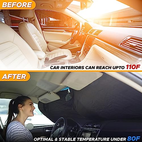 Image of EcoNour Foldable Sunshade for Car Windshield | Dashboard Shield for Your Vehicle | Auto Window Shades for UV Rays and Sun Screen Protection | XXXX-Large (75 inches x 37 inches)