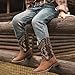 Parrosoo Boys Cowboy Boots Kids Cowgirl Western Boot for Girls Riding Shoes Size 1 Big Kid Square Toe Wide Calf Boy Horse West Clothes Cow Horseback Low Heel Hunting Fashion(8902 Brown Tan 1)